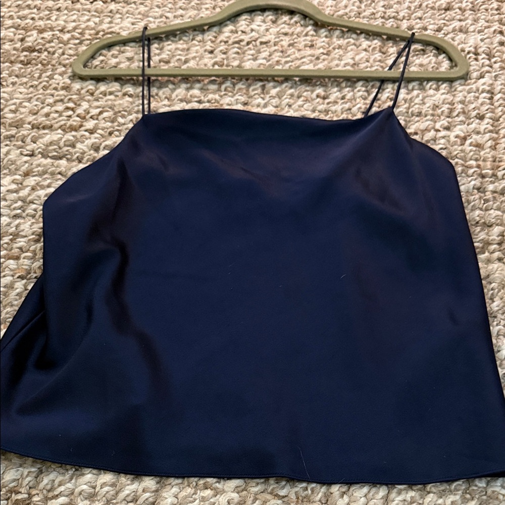 ALICE + OLIVIANavy Satin Spaghetti Strap Cami Top